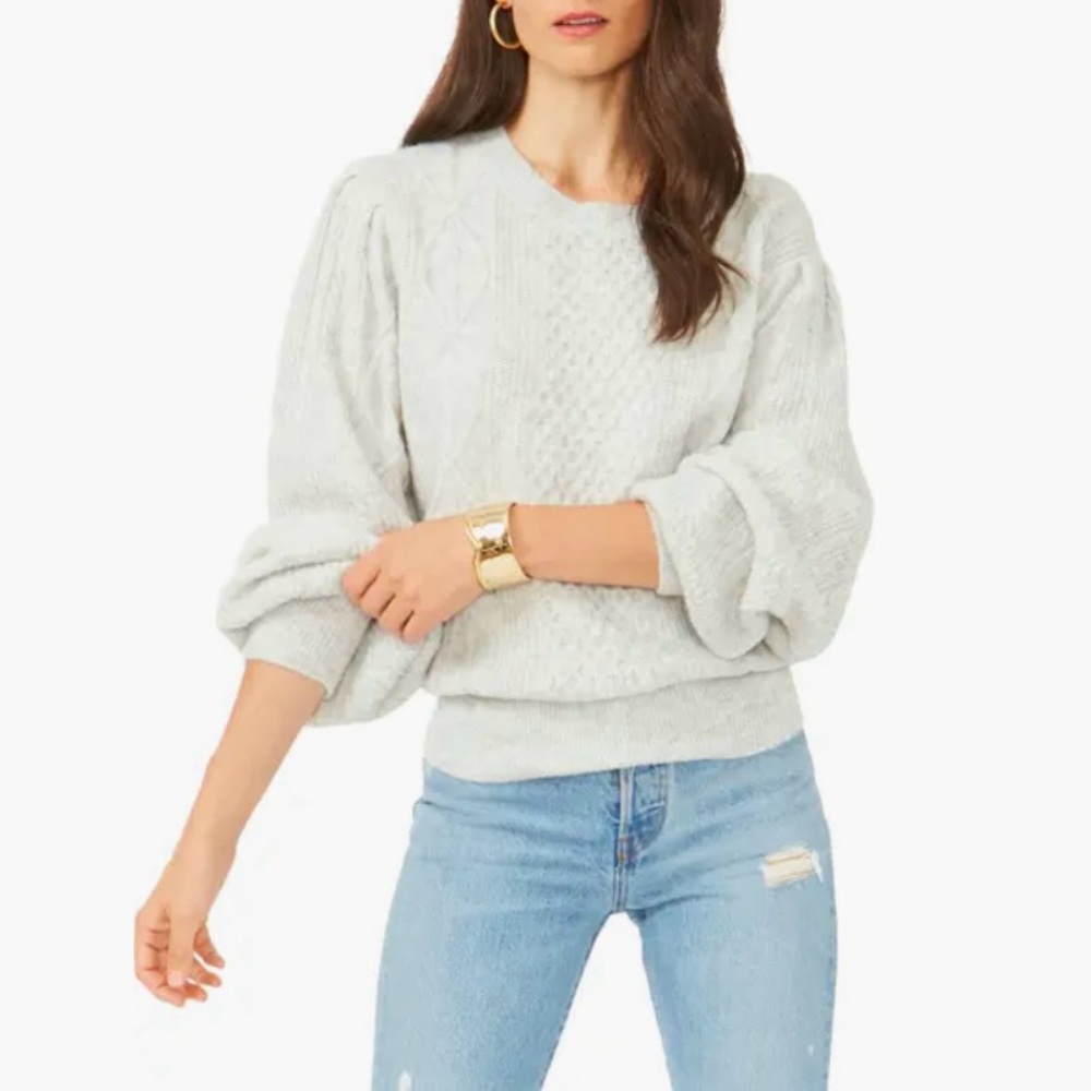 1. State variegated cables crew sweater